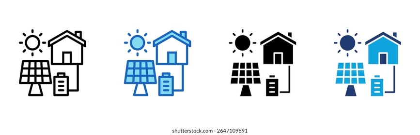 Ícone de célula solar Ilustração de vetor de vários estilos