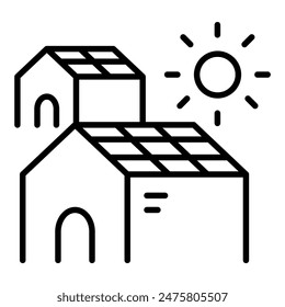 Solar cell icon in thin line style Vector illustration graphic design