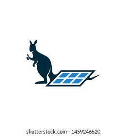 solar cell kangaroo logo design  vector 