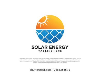 Solar cell logo design unique concept Premium Vector