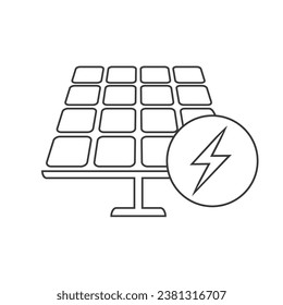 Solar cell logo and line icon. Power and Energy saving concept. Vector collection set. Sign and Symbol theme