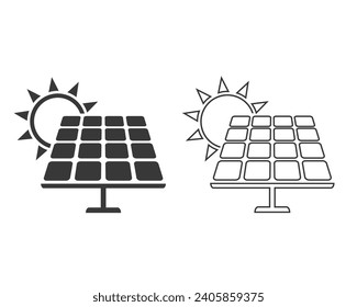 Solar cell logo and line icon set. Power and Energy saving concept. Vector collection set. Sign and Symbol theme