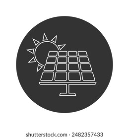 Icono de línea y logotipo de célula solar. Concepto de ahorro de energía. Juego de colección de Vector. Tema de signo y símbolo