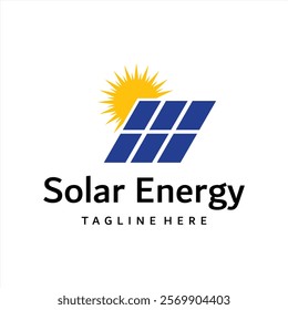 Solar cell logo template, Creative Sun energy logo design vector.