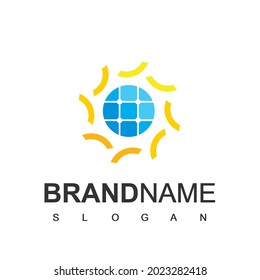 Solar Cell Logo Template, Eco Energy Symbol