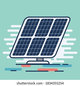 Solar cell panel in flat art vector illustration with a background color and shpes. EPS 10
