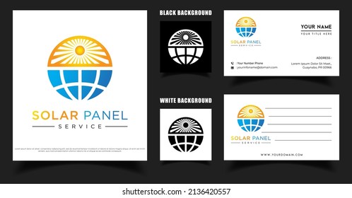 Solar Cell Panel Logo Vector, Business Card Template, Modern Sollar Cell Logo Idea Inspiration