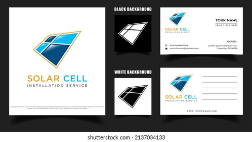 Solar Cell Panel Logo Vector, Business Card Template, Modern Sollar Cell Logo Idea Inspiration