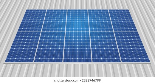 Solar Cell. Solar Panel on Roof. Renewable Energy Sources. Clean and Green Energy.