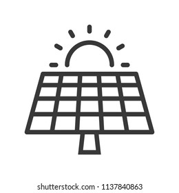 Solar cell panel and sun, green energy icon