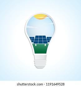 solar cell power plant in light bulb graphic