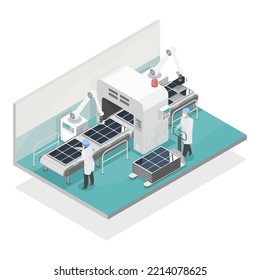 solar cell production line smart factory conveyor robot arm ai technology isometric