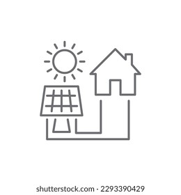 Solar cell related vector linear icon. Solar panel power station. Renewable energy, alternative electricity manufacturing. Photovoltaic. Alternative source of energy. Power device. Editable stroke