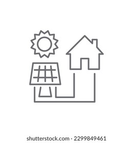 Solar cell related vector linear icon. Solar panel power station. Renewable energy, alternative electricity manufacturing. Photovoltaic. Alternative source of energy. Power device. Editable stroke