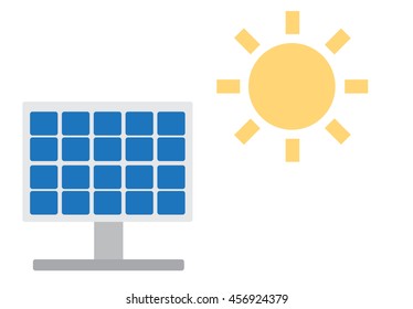 solar cell with sun in cute and simple graphic style. its layered ready for animation