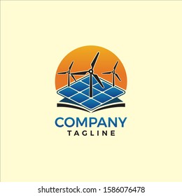 Solar Cell & Wind Turbine logo vector template