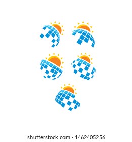 solar cell world logo icon vector