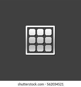 Solar cells panel icon in metallic grey color style.Renewable energy