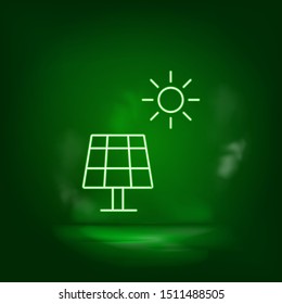 Solar, charge, battery neon vector icon. Save the world, green neon.