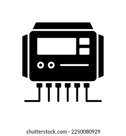 Icono negro del controlador de carga solar