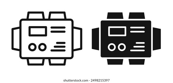 Solar charge controller iconicon vector collection in outlined and solid style