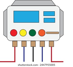 A solar charge controller with wires going out - Green energy illustration - Vector 