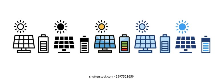 Solar Charger Icon Set Multiple Style Collection