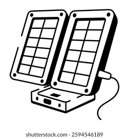 Solar charger plates icon in drawing style 