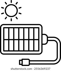Solar Charger Vector Line Icon Design