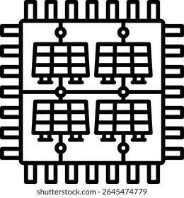Solar chip vector icon. Can be used for printing, mobile and web applications.