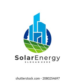 Solar city logo vector template, Creative Solar panel energy logo design concepts