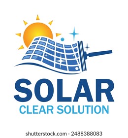 Plantilla de diseño de logotipo de limpieza solar. Logotipo solar adecuado para el negocio de energía de limpieza solar