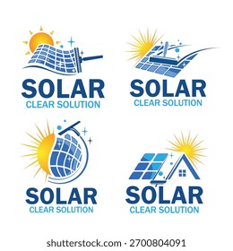 Design-Vorlage für das Logo der Sonnenreinigung. Solar-Logo geeignet für Solar-Reinigungs-Energie-Geschäft
