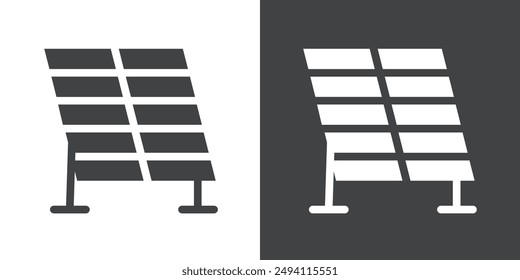 Icono de colector solar Conjunto plano en Vector de contorno de color blanco y negro