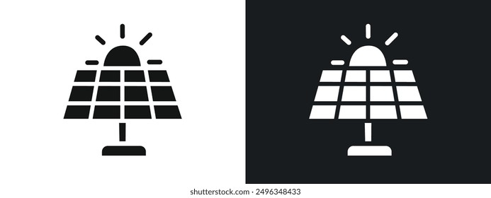 Vector de conjunto de gráficos lineales de icono de colector solar en negro