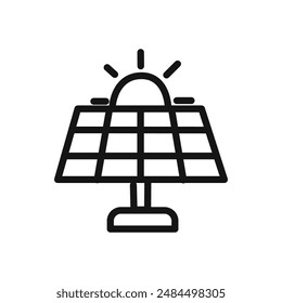 Solar collector icon linear vector graphics sign