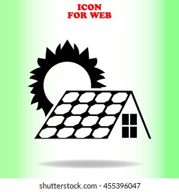 Solar collector icon vector web icon. Black illustration on white background