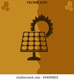 Solar collector vector  icon Coffee symbol background.