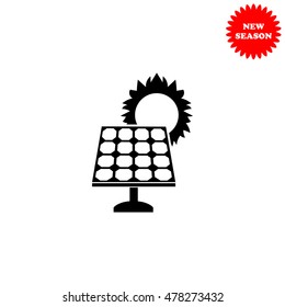 Solar collector vector icon isolated on white background.