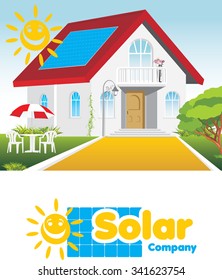 Solar company. Concept and logo. Vector