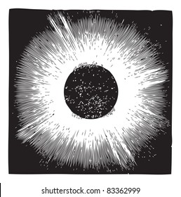 Solar corona, during solar eclipse of 1860, vintage engraving. Old engraved illustration of Solar corona with solar eclipse. Trousset encyclopedia (1886 - 1891).