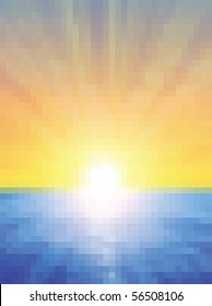 Solar decline over dark blue by sea. Mosaic.