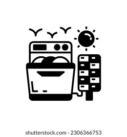 Solar Dish Washer icon in vector. Illustration