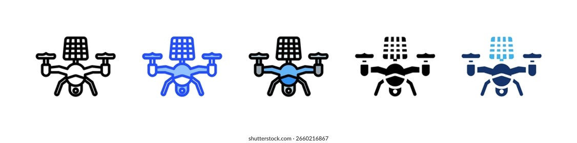 Solar Drone Icon Collection With Multiple Styles