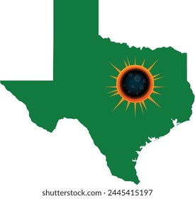 The Solar Eclipse of 2024 over Texas showing moon at full coverage