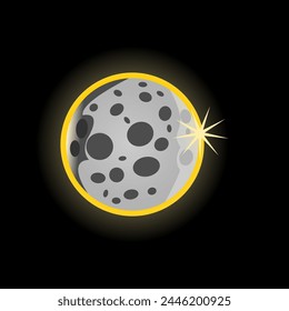 solar eclipse 2024, Total eclipse vector illustration.