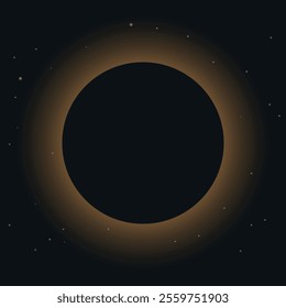 Solar eclipse against the starry sky. Space. Vector