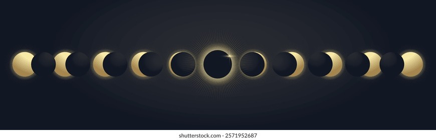 Solar eclipse banner, minimalistic tarot style