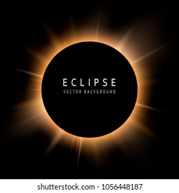 Solar eclipse. Black space for text with light effect. Vector background