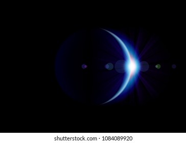 Solar Eclipse. Blue Planet With Blazing Edge